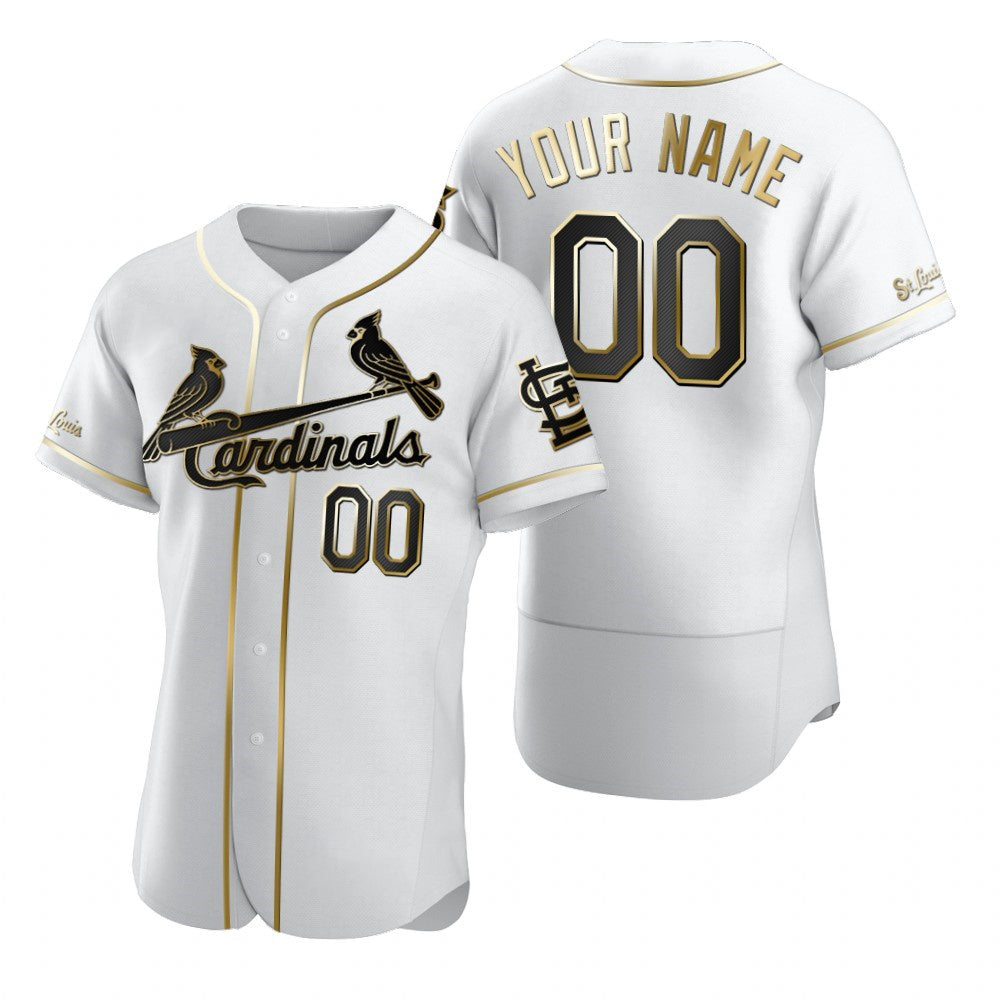 Custom St. Louis Cardinals White FEDASGOGE Stitched Flex Base Golden Edition Jersey