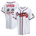 Atlanta Braves #44 Hank Aaron Player White FEDASGOGE USA 250 Fourth Of July Limited Home Game Stitched Jerseys