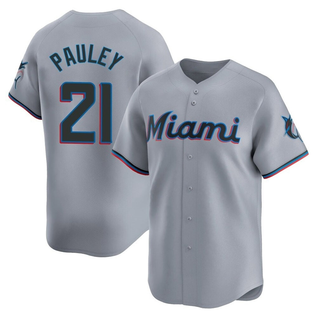 Miami Marlins #21 Graham Pauley Player Gray FEDASGOGE Home Limited Stitched Jerseys