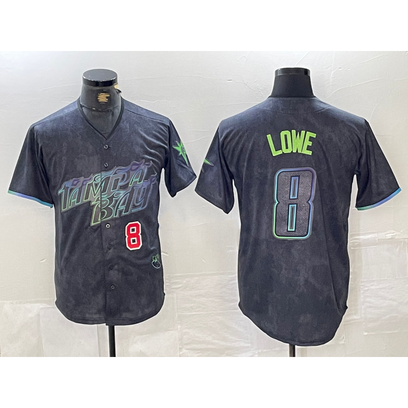 Tampa Bay Rays #8 Brandon Lowe Charcoal FEDASGOGE 2024 City Connect Player Number Limited Cool Base Jerseys