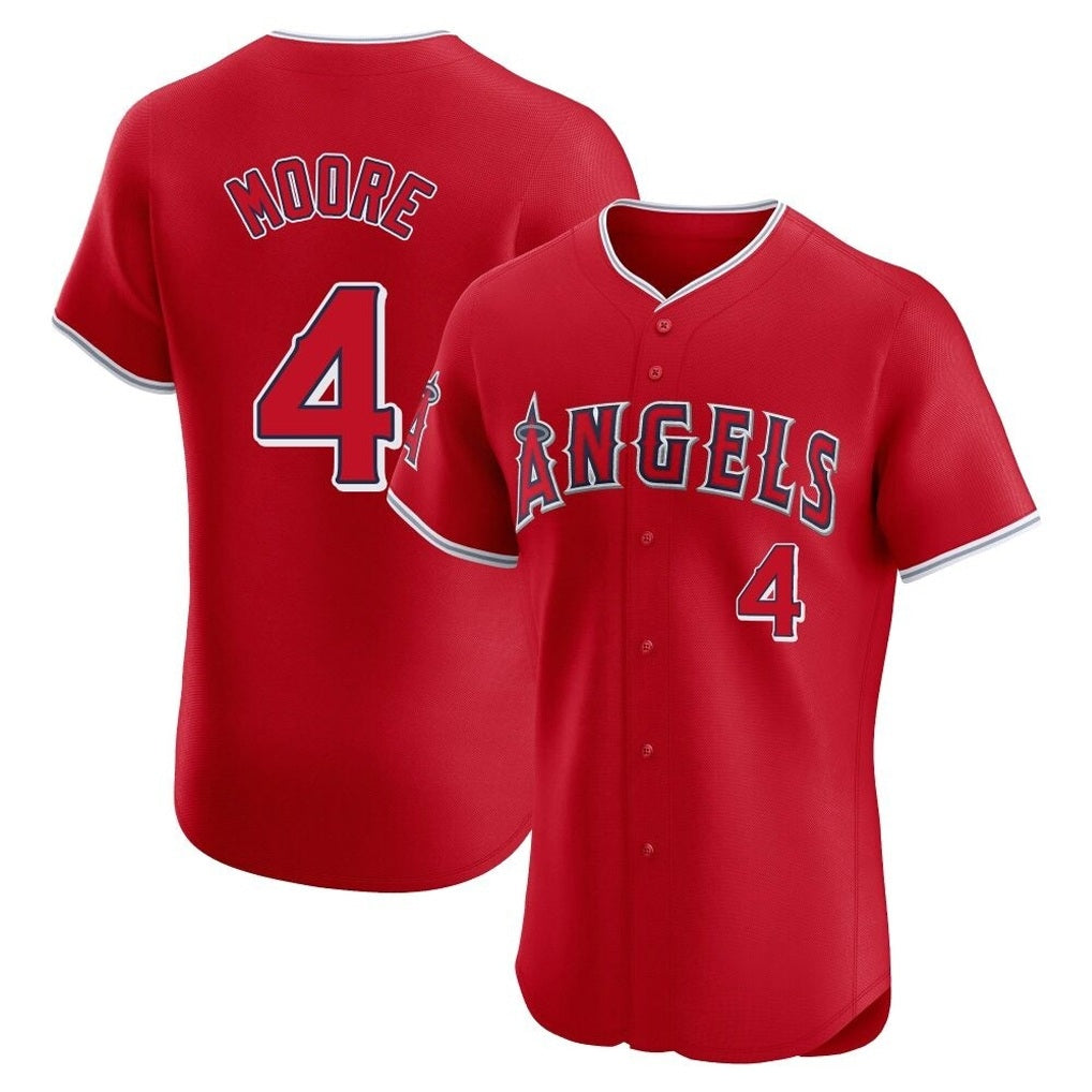 Los Angeles Angels #4 Christian Moore Player Red FEDASGOGE Home Limited Elite Stitched Jerseys