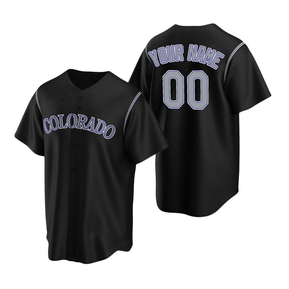Custom Colorado Rockies Black FEDASGOGE Stitched Cool Base Jersey
