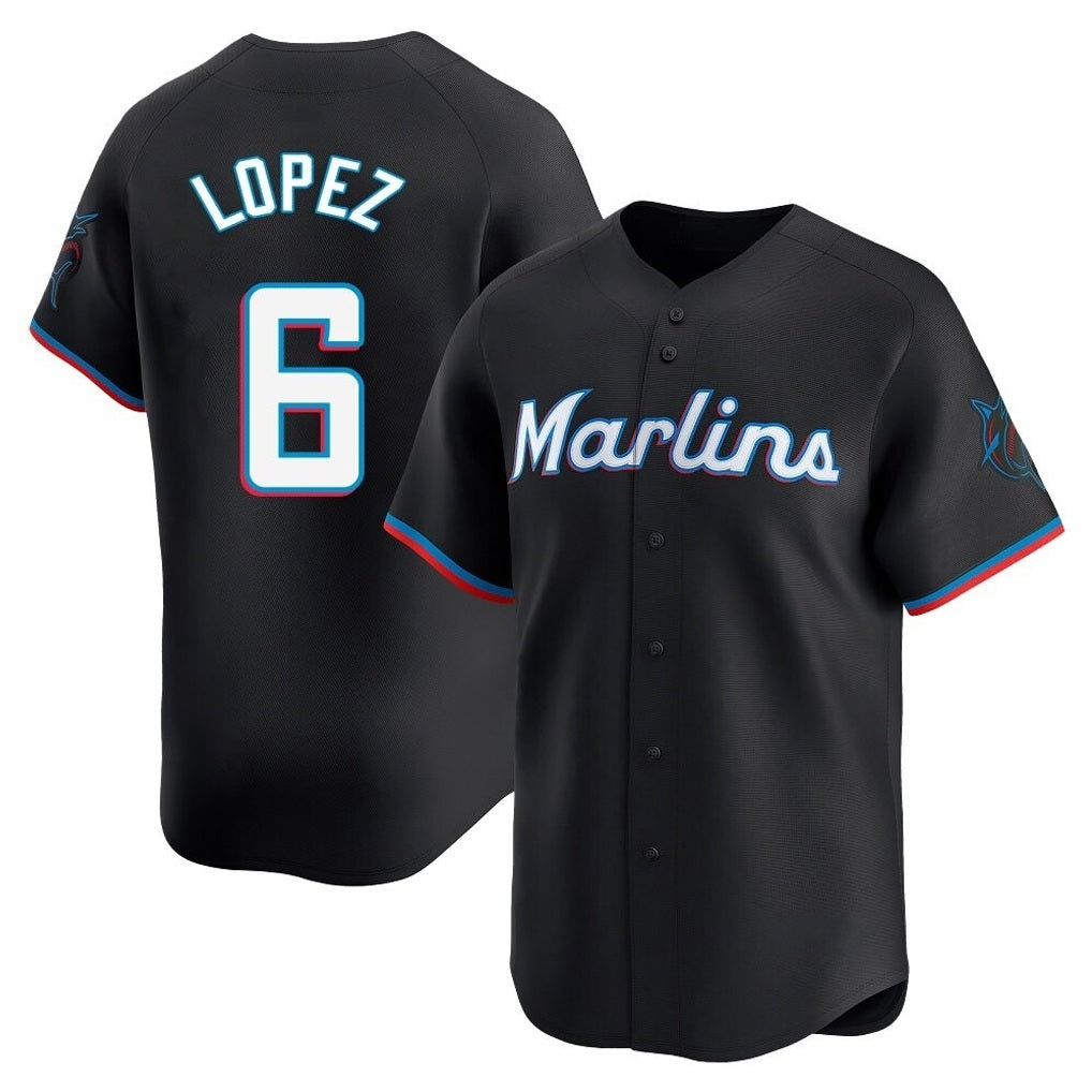 Miami Marlins #6 Otto Lopez Player Black FEDASGOGE Home Limited Stitched Jerseys