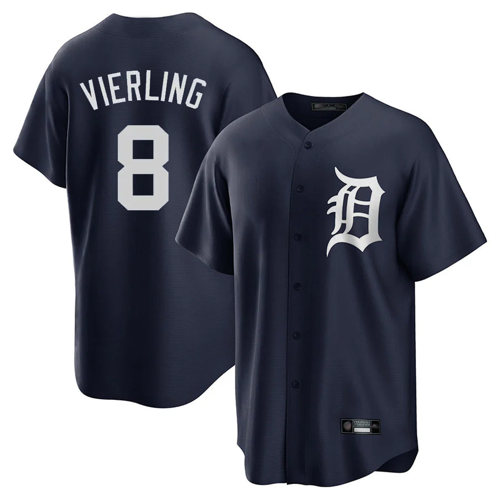 Detroit Tigers #8 Matt Vierling Player Navy FEDASGOGE Game Home Stitched Jerseys