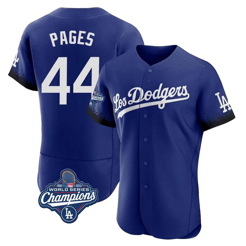 Los Angeles Dodgers #44 Andy Pages Player Royal FEDASGOGE World Series Meet City Connect Elite Home Stitched Jerseys