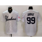 New York Yankees #99 Aaron Judge White FEDASGOGE Pinstripe Fashion Cool Base Jersey 3