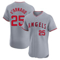 Los Angeles Angels #25 Travis d'Arnaud Player Gray FEDASGOGE Home Limited Elite Stitched Jerseys