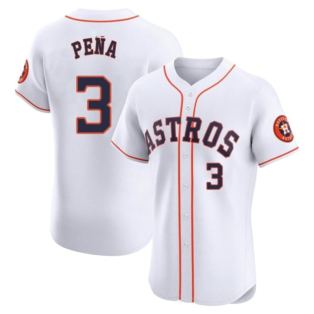 Houston Astros #3 Jeremy Pena Player White FEDASGOGE Limited Elite Home Stitched Jerseys
