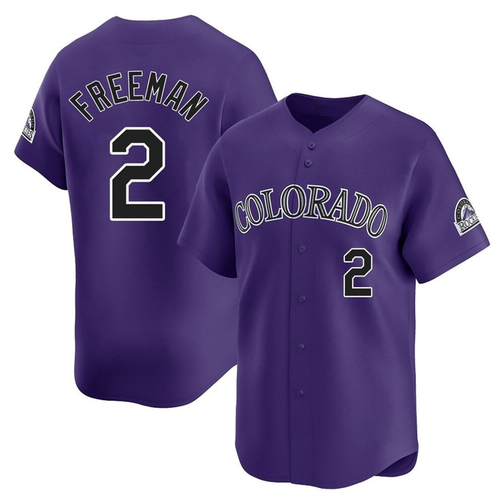 Colorado Rockies #2 Tyler Freeman Player Purple FEDASGOGE Limited Home Stitched Jerseys
