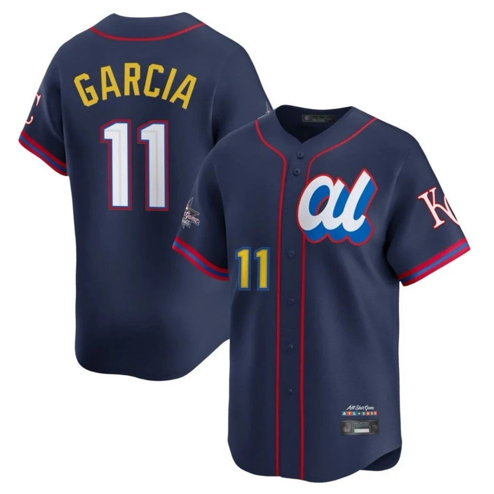 Kansas City Royals #11 Maikel Garcia Player Navy FEDASGOGE Limited American League All-Star Edition Stitched Jerseys