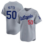 Los Angeles Dodgers #50 Mookie Betts Player Gray FEDASGOGE Limited Home Stitched Jerseys