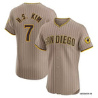San Diego Padres #7 Ha Seong Kim White FEDASGOGE Stitched Cool Base Brown Jersey