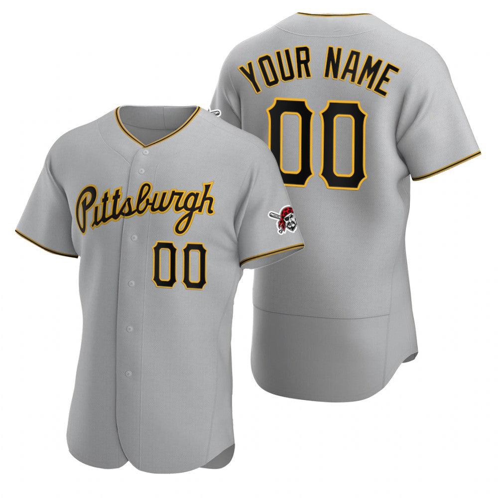 Custom Pittsburgh Pirates Gray FEDASGOGE Stitched Flex Base 2020 Road Jersey