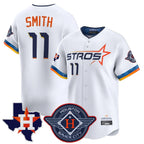 Houston Astros #11 Cam Smith Player White FEDASGOGE City Connect Texas Patch Vapor Premier Limited Home Stitched Jerseys