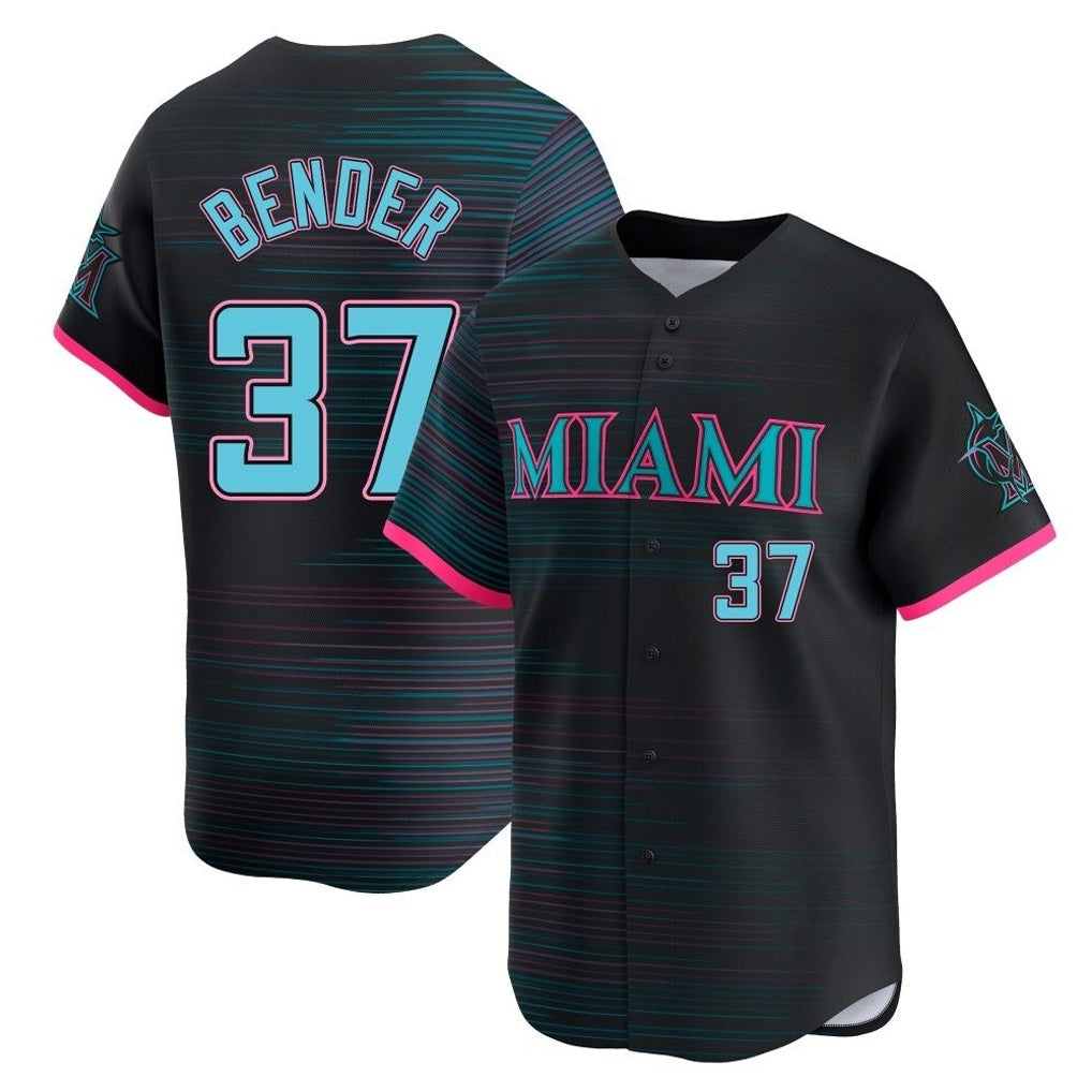 Miami Marlins #37 Anthony Bender Player Black FEDASGOGE City Connect Home Limited Stitched Jerseys