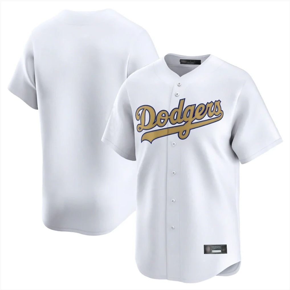 Los Angeles Dodgers Blank Player White Gold FEDASGOGE Collection Limited Home Stitched Jerseys