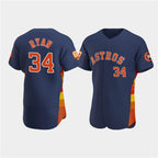 Houston Astros #34 Nolan Ryan Navy FEDASGOGE 60th Anniversary Flex Base Stitched Jersey