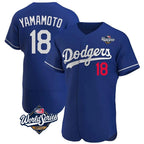 Los Angeles Dodgers #18 Yoshinobu Yamamoto Player Royal FEDASGOGE World Series Limited Elite Home Stitched Jerseys