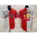 Houston Astros #10 Yuli Gurriel White Orange FEDASGOGE Split Stitched Jersey 2