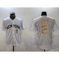 New York Yankees #2 Derek Jeter White FEDASGOGE Pinstripe Fashion Cool Base Jerseys