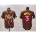 San Diego Padres #3 Jackson Merrill Brown FEDASGOGE Cool Base Stitched Jersey 2