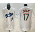 Los Angeles Dodgers #17 Shohei Ohtani Number White Green FEDASGOGE Stitched Cool Base Jerseys