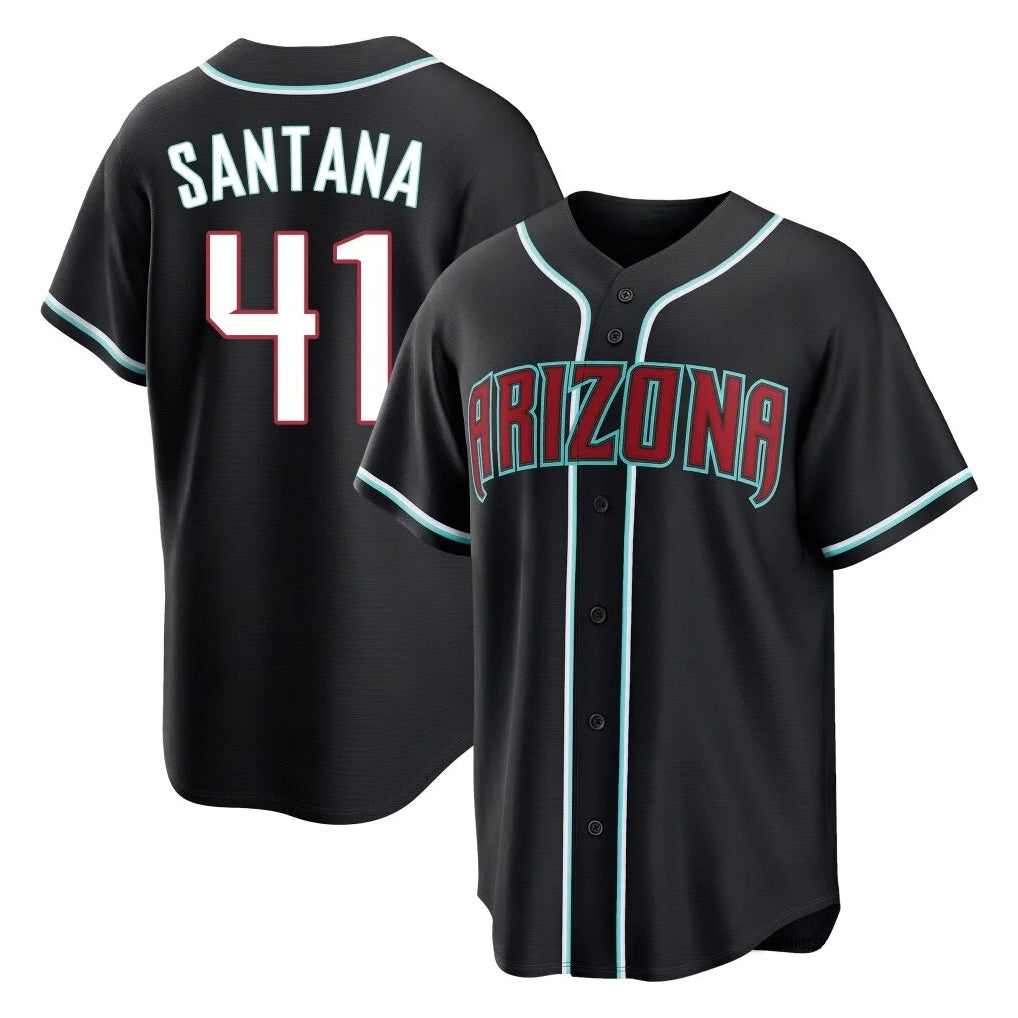 Arizona Diamondbacks #41 Carlos Santana Player Black FEDASGOGE Home Game Stitched Jerseys