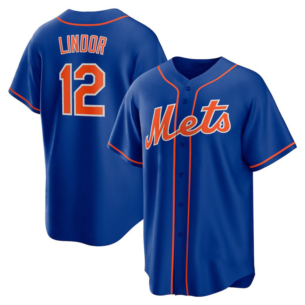 New York Mets #12 Francisco Lindor Royal FEDASGOGE Big & Tall Alternate Replica Player Jersey