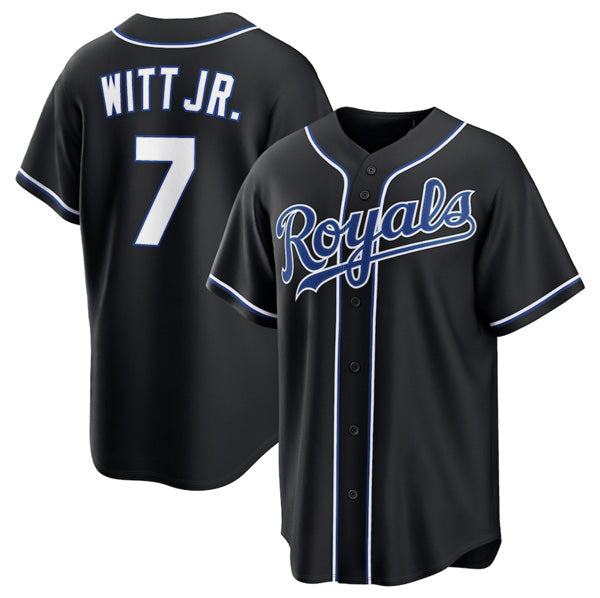Kansas City Royals #7 Bobby Witt Jr. Black FEDASGOGE Out Stitched Jersey