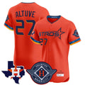 Houston Astros #27 Jose Altuve Player Orange FEDASGOGE City Connect Texas Patch Vapor Premier Limited Elite Home Stitched Jerseys