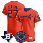 Houston Astros #27 Jose Altuve Player Orange FEDASGOGE City Connect Texas Patch Vapor Premier Limited Elite Home Stitched Jerseys