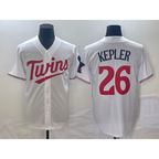 Minnesota Twins #26 Max Kepler White Red FEDASGOGE Stitched Cool Base Jersey