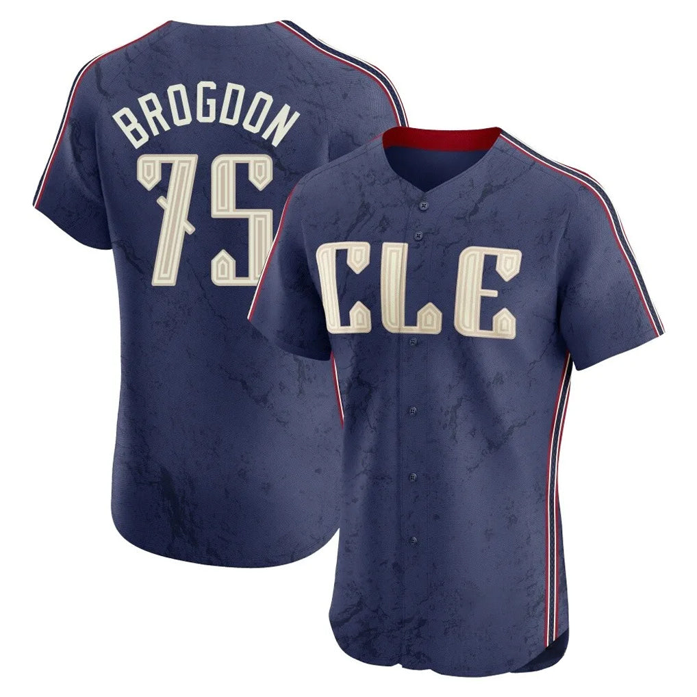 Cleveland Guardians #75 Connor Brogdon Player Navy FEDASGOGE City Connect Limited Elite Home Stitched Jerseys