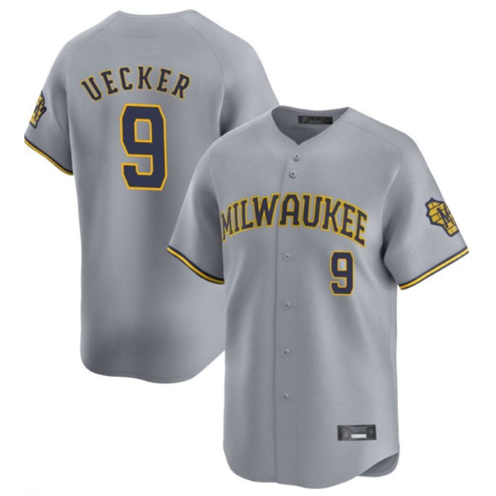 Milwaukee Brewers #9 Bob Uecker Player Gray FEDASGOGE Home Limited Stitched Jerseys
