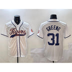 Detroit Tigers #31 Riley Greene White FEDASGOGE With Patch Cool Base Stitched Jersey