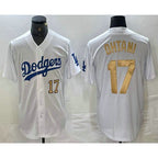 Los Angeles Dodgers #17 Shohei Ohtani Number White Gold FEDASGOGE Stitched Cool Base Jerseys