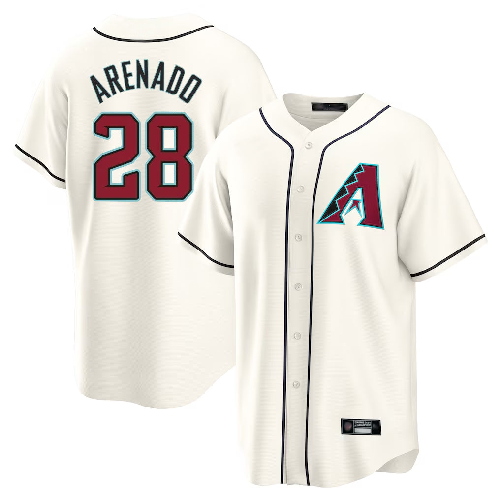 Arizona Diamondbacks #28 Nolan Arenado Player Cream FEDASGOGE Home Game Stitched Jerseys