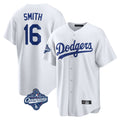 Los Angeles Dodgers #16 Will Smith Player White FEDASGOGE World Series Meet Game Home Stitched Jerseys