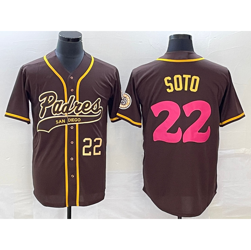San Diego Padres #22 Juan Soto Number Brown FEDASGOGE NEW 2023 City Connect Cool Base Stitched Jersey
