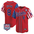Baltimore Orioles #8 Cal Ripken Player Red FEDASGOGE USA 250 Independence Day Vapor Premier Limited Home Game Stitched Jerseys