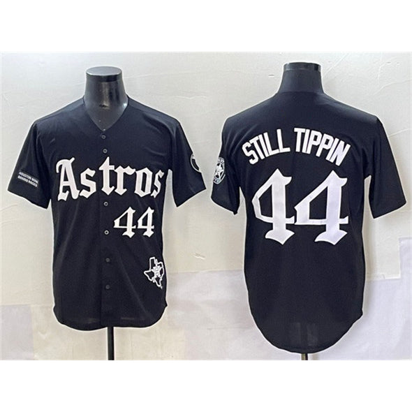 Houston Astros #44 Still Tippin Black FEDASGOGE Gothic 'Houston Born Barrio Raised' Limited Stitched Jersey
