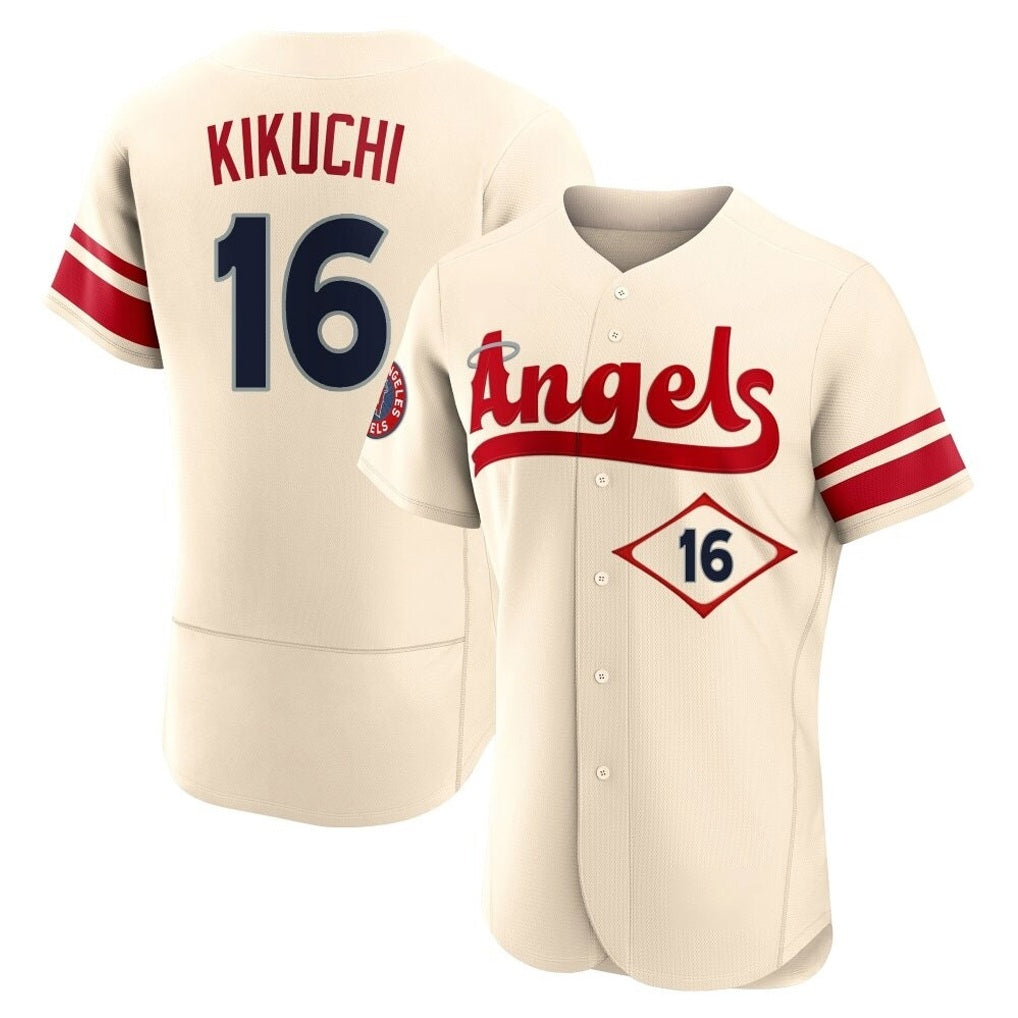 Los Angeles Angels #16 Yusei Kikuchi Player Cream FEDASGOGE City Connect Limited ELite Home Stitched Jerseys
