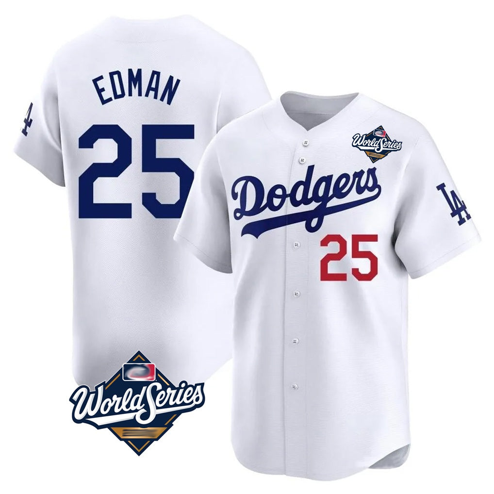 Los Angeles Dodgers #25 Tommy Edman Player White FEDASGOGE World Series Limited Home Stitched Jerseys