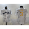 New York Yankees #3 Babe Ruth White FEDASGOGE Pinstripe Fashion Cool Base Jersey 2