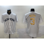 New York Yankees #3 Babe Ruth White FEDASGOGE Pinstripe Fashion Cool Base Jersey 2