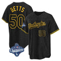 Los Angeles Dodgers #50 Mookie Betts Player Black Gold FEDASGOGE World Series Meet Limited Home Stitched Jerseys
