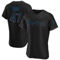 Miami Marlins #47 John King Player Black FEDASGOGE Home Limited Elite Stitched Jerseys