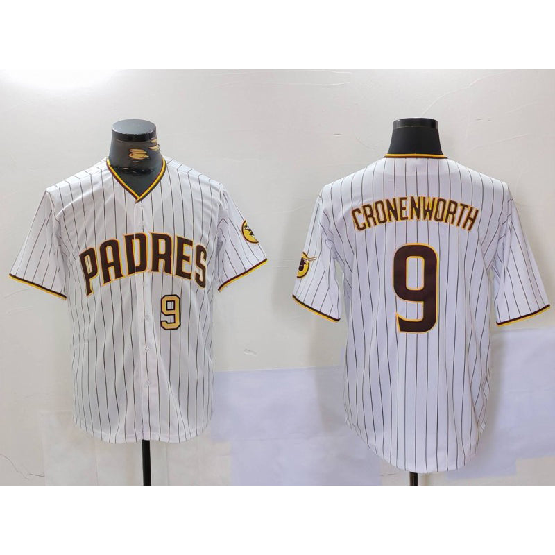 San Diego Padres #9 Jake Cronenworth White FEDASGOGE Team Logo Stitched Cool Base Jerseys