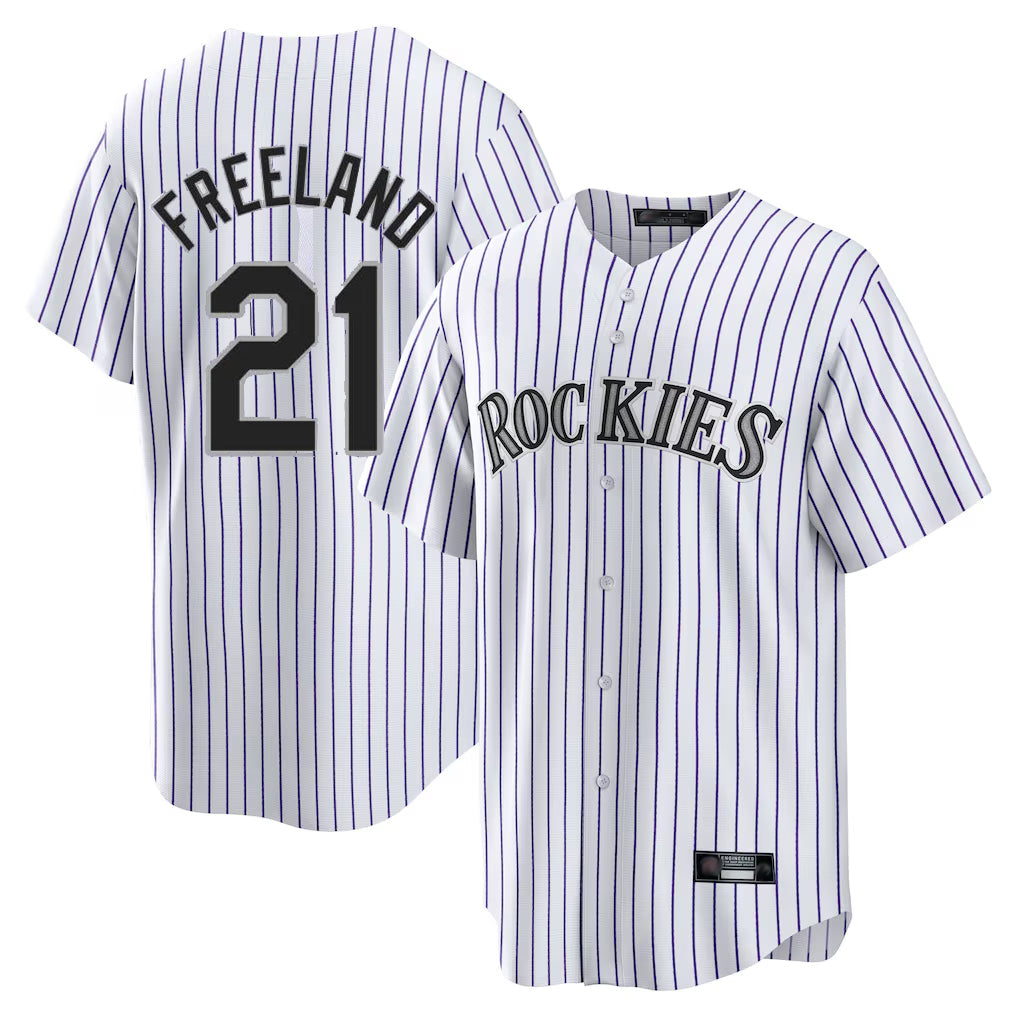 Colorado Rockies #21 Kyle Freeland Player White FEDASGOGE Game Home Stitched Jerseys
