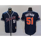 San Diego Padres #51 Trevor Hoffman Navy FEDASGOGE Player Number Cooperstown Cool Base Jersey